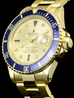 Rolex Submariner Date 16808 Gold Oyster Bracelet Sultan Champagne Diamonds Sapphires Dial